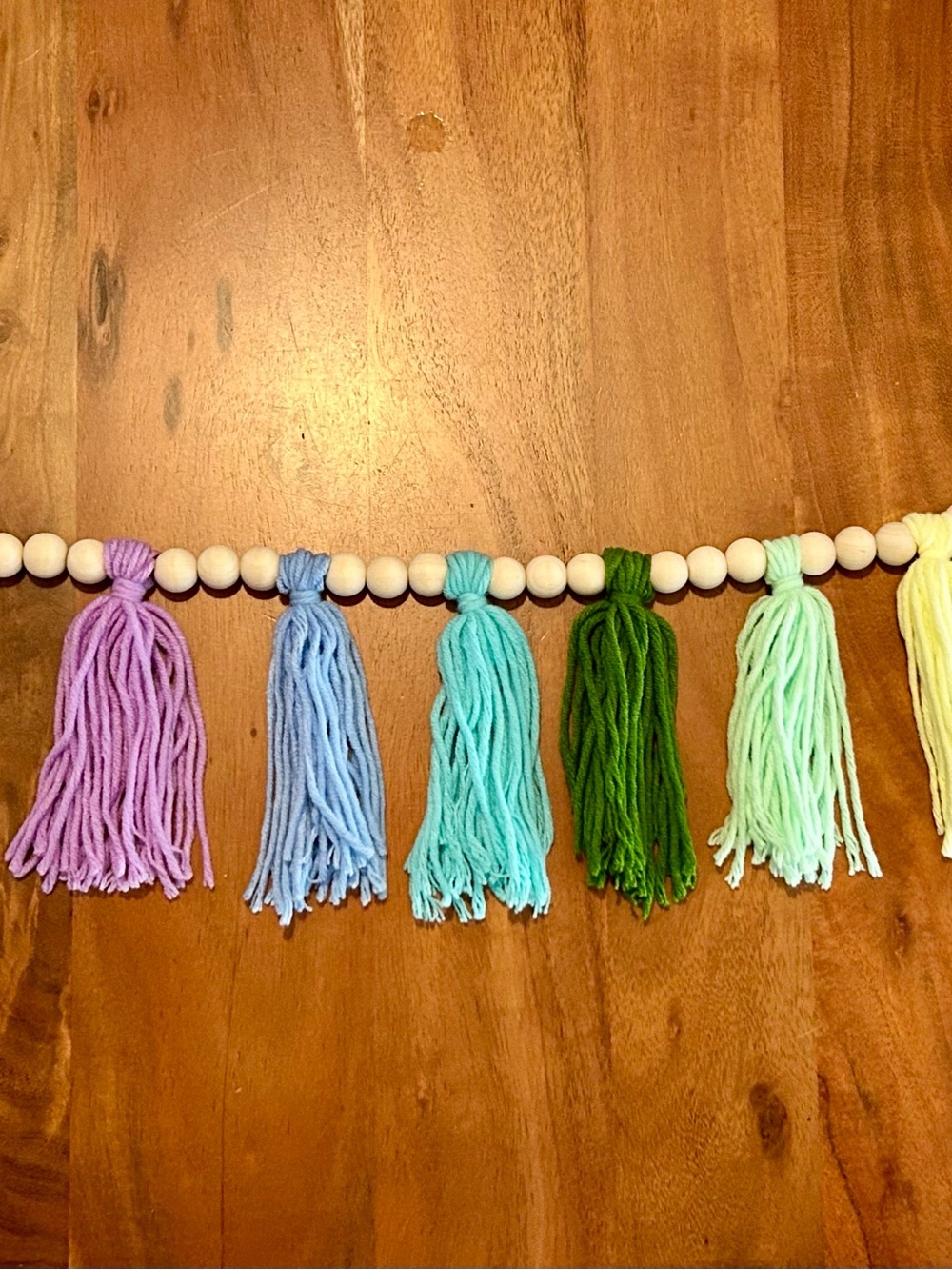 Pastel Tassel and Wooden Bead Garland - Multicolor